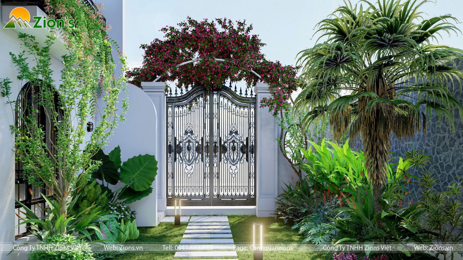 Thiết kế sân vườn biệt thự phong cách nhiệt đới (tropical garden)